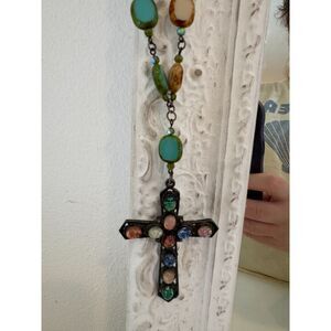 Cross Necklace  Handmade Artisan Beaded Christian Jewelry GORGEOUS!!!